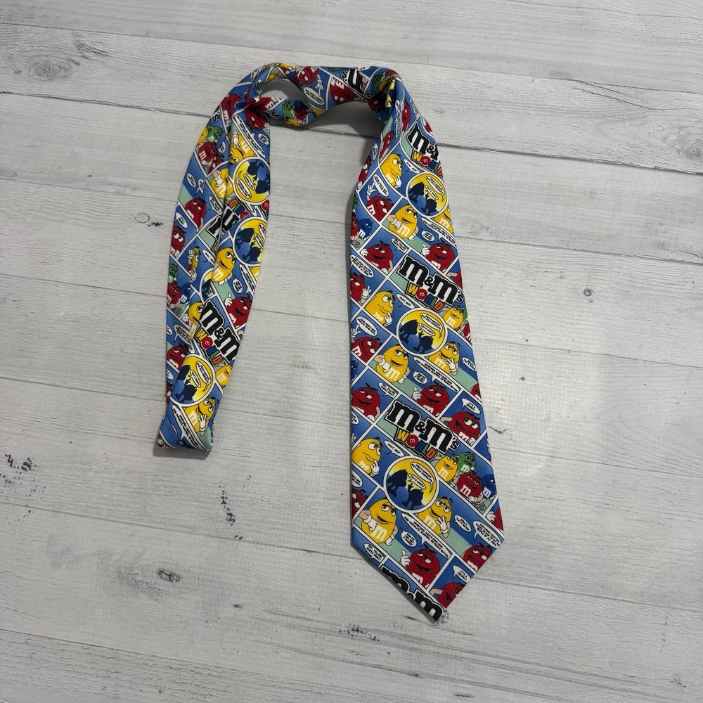 M And Ms Candy World Mens All Over Print Neck Tie Comic Multicolor Polyester